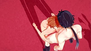 Genshin Impact Yaoi 3D - Tartaglia Lick balls and Dogy Style with Zhongli with creampie - Japanese asian manga anime game porn gay