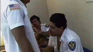 Hairy fireman sits back while getting his hard cock sucked