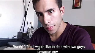 Twink Latino Varlet & Three Strangers From App Have Orgy For Cash