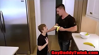 Banana Trick With Dad and son - GayDaddyTwink.com