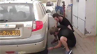 Fix his car and fucks him. Israeli boy